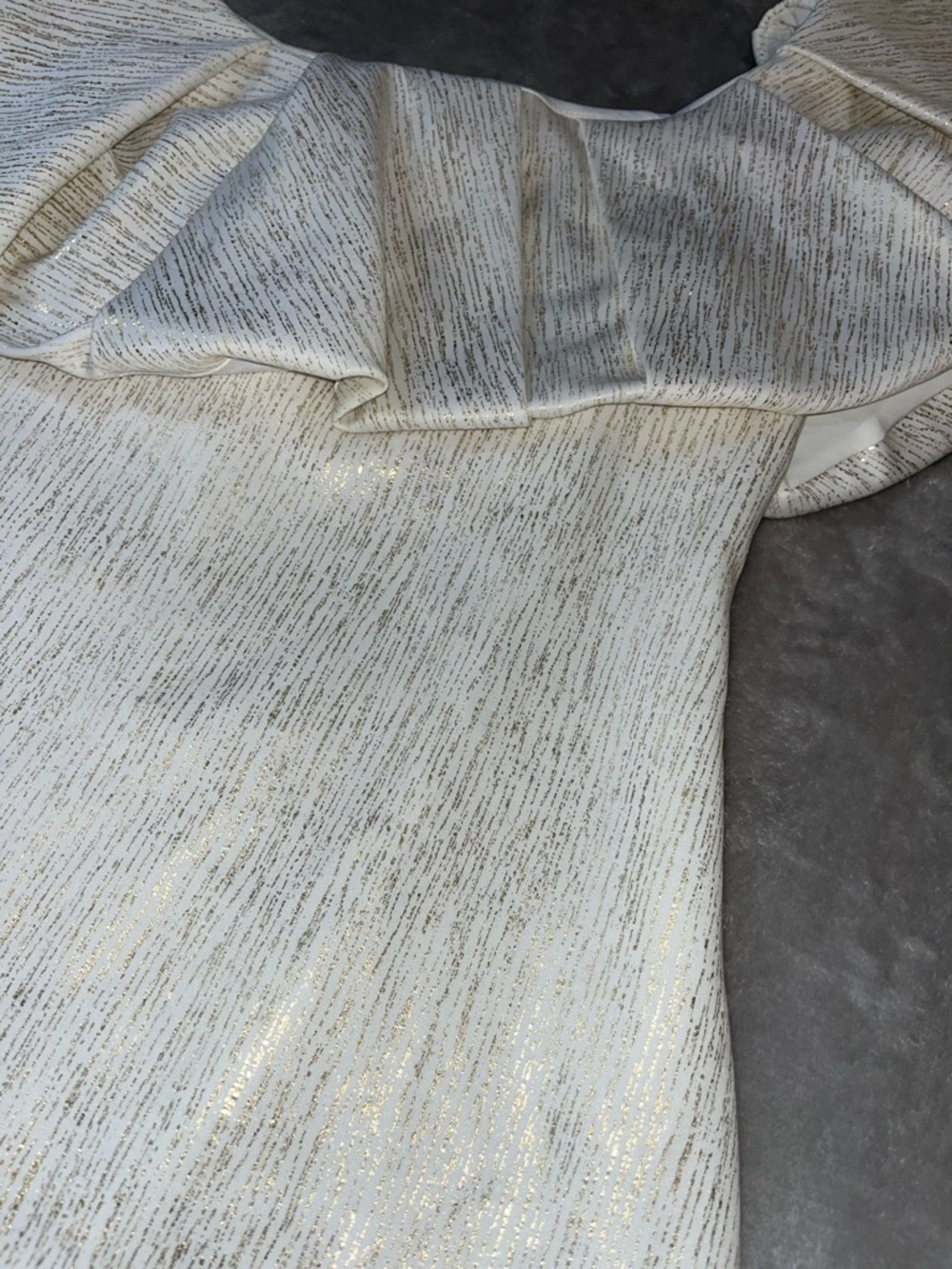 One-Shoulder Metallic Ruffle Dress - Gold - Picture 2 of 5